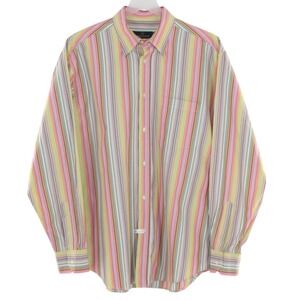Bugatchi Uomo Button Down Shirt Striped Long Sleeve Size L Multicolor